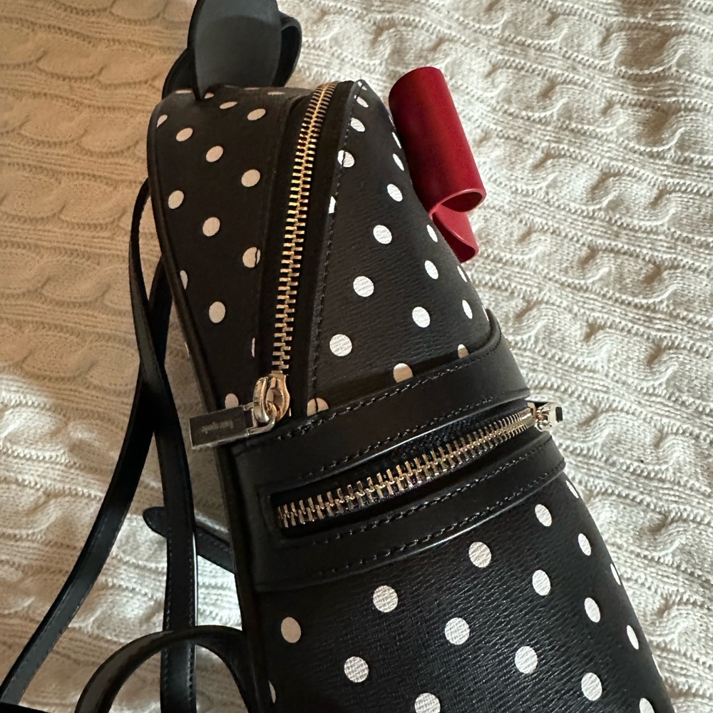 kate spade Black Polka Dot Mini Backpack with Red Bow - Picture 4 of 4